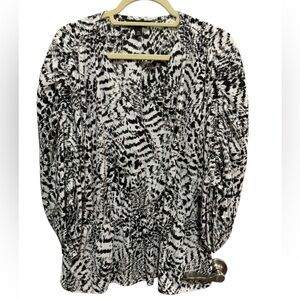 Simply Vera Vera Wang - Black / White print - Blouse with elastic cinched waist